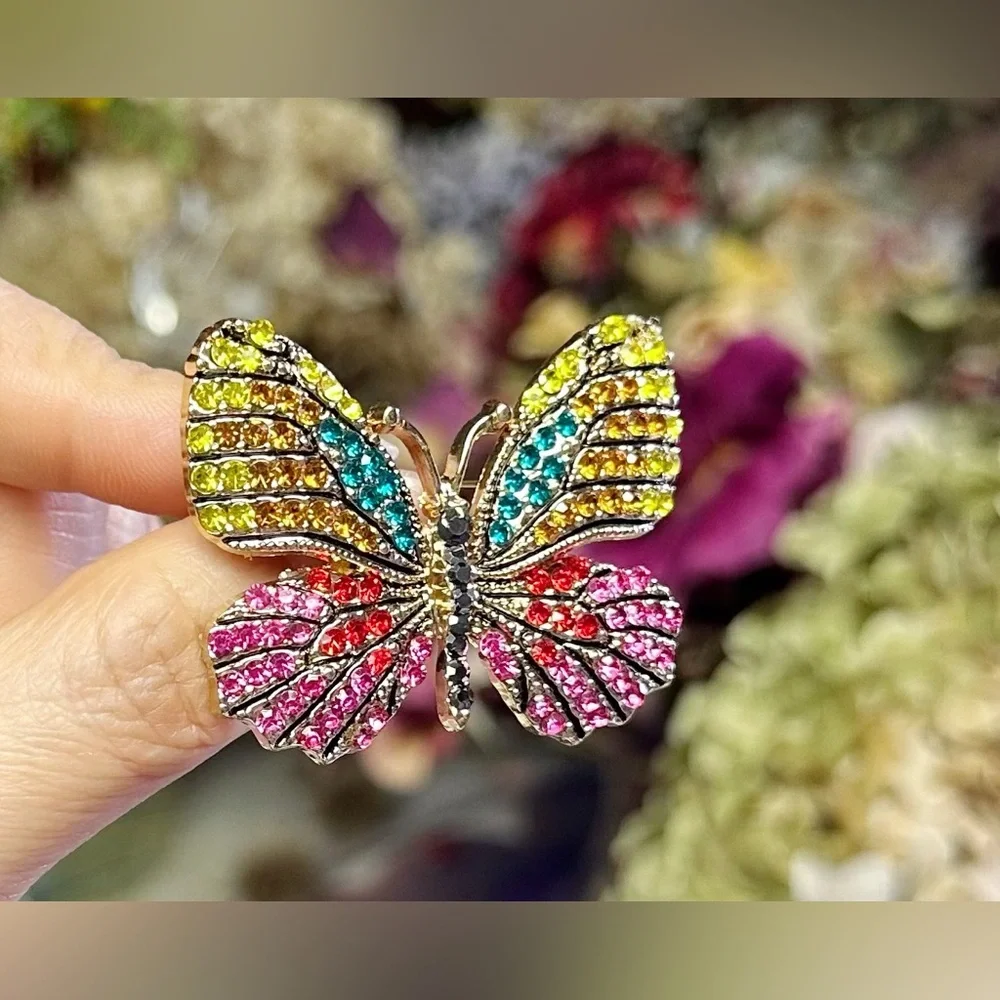 New Colorful Rhinestone Butterfly Brooch
